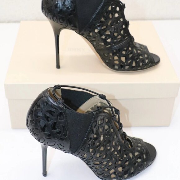 Jimmy Choo Tactic Cut Out Caged Black Bootie Pumps Womens EU 38 US 8 - Picture 2 of 16